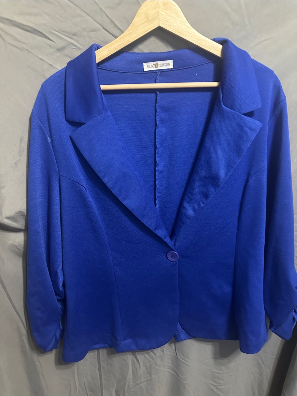 Blue Single-Button Notch Collar Blazer